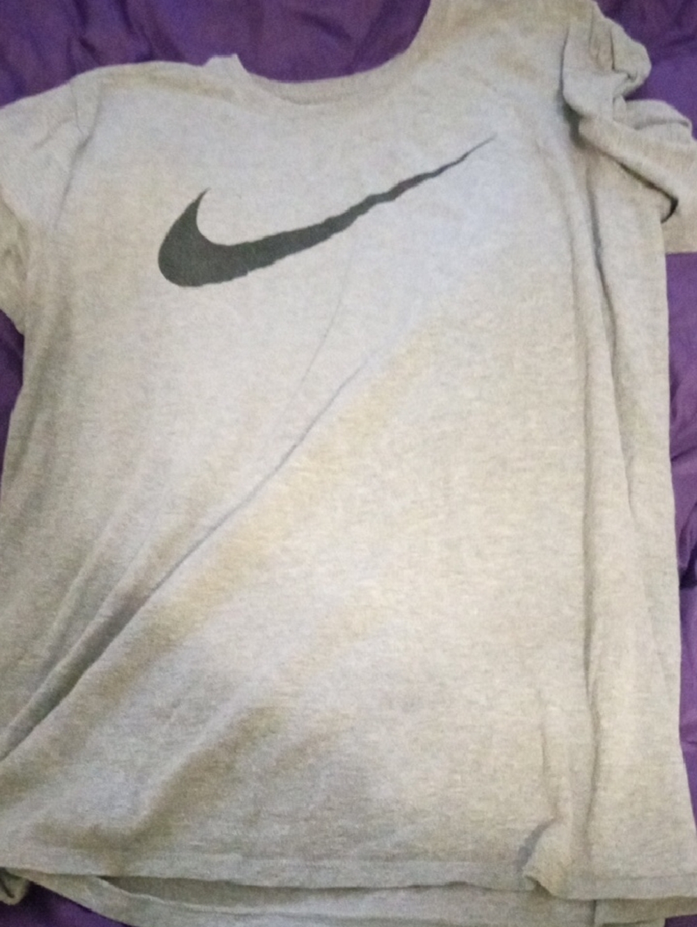 Nike Light Gray T‑Shirt with Black Swoosh